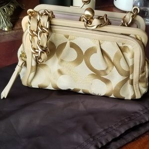 Authentic Gold C Pattern Coach Purse w/ dust bag